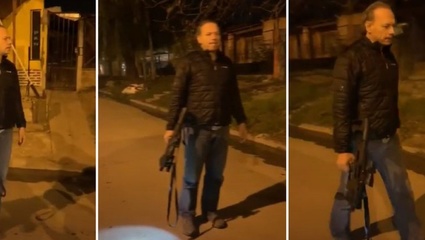 Polémica por un video de Sergio Berni con un fusil en la mano en medio de un allamaniento