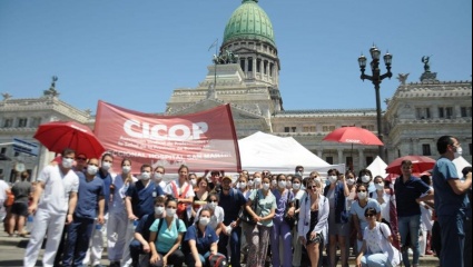 El reclamo de CICOP llegó al Congreso: movilización y carpa sanitaria de los profesionales de la Salud