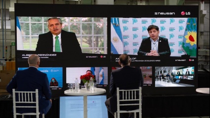 Alberto Fernández y Axel Kicillof participaron del lanzamiento de una nueva línea de producción industrial