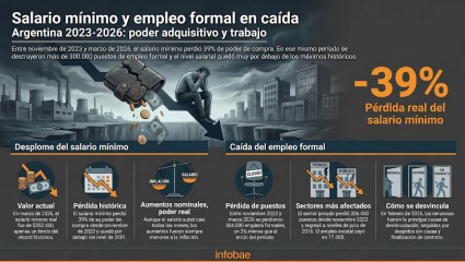 El salario mínimo acumula una caída del 39,7% en la era Milei y el consumo golpeado enciende las alarmas